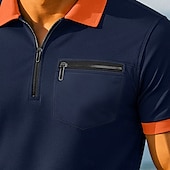 economico Polo Classico da Uomo-Per uomo Polo con zip Maglia da golf Vacanza Casuale Bavero Zip a un quarto Manica Corta Moda Moderno Tinta unica Cerniera Estate Primavera Tutte le stagioni Vestibilità regolare Bianco Borgogna Blu