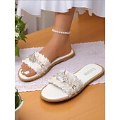 levne Sandály na dovolenou-Dámské boho sandály s třásněmi a zelenými drahokamy, ploché letní pantofle pro ležérní plážové nošení i každodenní výlety