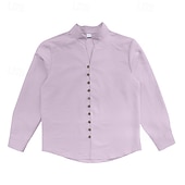economico Camicie di lino-Per uomo Camicia Camicia di lino Camicia casual Camicia con Bottoni Camicia di cotone Semplice Vacanza Camicia hawaiana Nero Bianco Rosa Viola Manica Lunga Colletto alla coreana Primavera Autunno