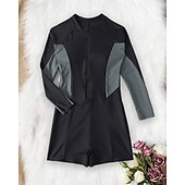 Χαμηλού Κόστους Rash Guards One Pieces-Γυναικεία Προστατευτικά Μαγιό Μονόχρωμο Μποστινό Φερμουάρ Προστασία από τον ήλιο UV UPF50+ Γρήγορο Στέγνωμα Μακρυμάνικο Μαγιό Σέρφινγκ Παραλία Θαλάσσια Σπορ Καλοκαίρι