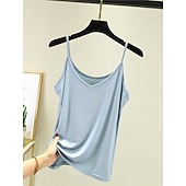 cheap Plain Tank Top-Women&#039;s Camisole Tank Top Solid Color Daily Sleeveless Crew Neck Regular Tops Daily Backless Light Blue Iron Gray Denim Blue Matcha green Black Summer