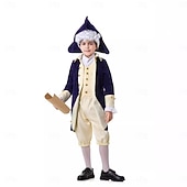 رخيصةأون أزياء-عتيق / معتق روكوكو القرن ال 18 زي تأثيري ملابس العصر الاستعماري ملابس تنكرية رجالي للصبيان عيد الرعب مهرجان مناسب للحفلات أداء حفلة تنكرية للأطفال للبالغين معطف سترة بنطلونات