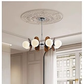 baratos Luzes pendentes-Luminária pendente LED 3/6/8 luzes, estilo moderno de meados do século, E14, lustre grande, globo branco, luminária de teto embutida em latão vintage Sputnik, luminária pendente de ilha de cozinha,