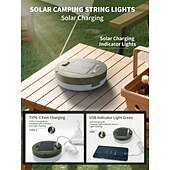 お買い得  太陽光発電-1個 10m/33フィート 屋外用ソーラー防水キャンプライトストリングライト 便利な収納付き カラーライト 温かみのあるライト 無限調光 テント キャノピー 装飾ライト 照明 リモコン付き