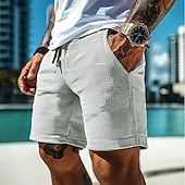 economico Pantaloncini casual-Per uomo Pantaloncini Waffle Shorts Pantaloncini Estivi Pantaloncini casual Tasca Coulisse Elastico in vita Semplice Comodità Traspirante Corto All&#039;aperto Vacanza Canotta sportiva Casual Nero Bianco