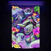 halpa Blacklight -kuvakudokset-Sheena Pike mustanvalokehys matto hohtoa pimeässä juhlan UV-herkkä trippy sumu riippuva matto seinätaide mural olohuoneeseen makuuhuoneeseen päivän uni merikilpikonnat