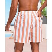 cheap Men&#039;s Swimming Shorts-Men&#039;s Swim Shorts Board Shorts Swim Trunks Stripes Quick dry Breathable Drawstring Elastic Waist With Compression Liner Vacation Beach Hawaiian Casual Pink