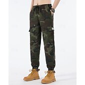 voordelige Cargobroeken-Voor heren Cargohosen Broek Camouflage broek Trekkoord Elastische taille Meerdere zakken camouflage Draagbaar Buiten Dagelijks Kamperen&amp;Wandelen Modieus Klassiek Zwart Leger Groen