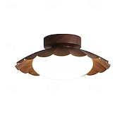 abordables Luces de techo-Lámpara de techo moderna para pasillo, pantalla blanca lechosa, pequeña lámpara de techo de metal, madera, estilo granja vintage, cerca del techo, para baño, cocina, pasillo, entrada, 25 cm, 110-240 V