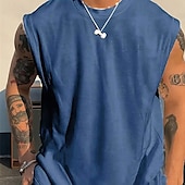 preiswerte Fitness Tank-Tops-Herren Tank Top Weste Unterhemd Ärmelloses Shirt Ärmellos Rundhalsausschnitt Sommer Einfach Mode Designer Basic Klassisch Urlaub Straße Ausgehen Schwarz Weiß Rosa Top T-Shirt für Herren