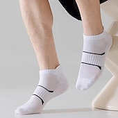 preiswerte Herrensocken-Herren 5 Paare Mehrfachpackungen Socken Laufsocken Freizeitsocken Schwarz+Weiß+Grau Schwarz*2+Dunkelgrau*2+Dunkelblau*1 Farbe Einfach Urlaub Sport &amp; Outdoor Täglich Basic Mittel Frühling Herbst Mode