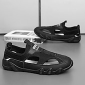 billiga Avslappnade sandaler-Herrsandaler Bruna Mesh-utomhussandaler med justerbara remmar och vadderad sula för vandring, strand och sommaräventyr