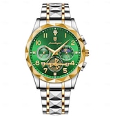 economico Orologi al quarzo-Orologio cronografo di lusso da uomo – orologio da polso al quarzo in acciaio inossidabile impermeabile con quadrante luminoso e datario
