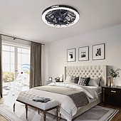 cheap Light Bulbs-1 Pc E26/27 Socket Ceiling Fan Light Remote Control Three Color Adjustable Wind Speed Timing Adjustable Dining Room Bedroom Living Room Ceiling Fan Light 100-240v