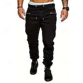 economico Pantaloni cargo-Per uomo Pantaloni Cargo Pantaloni Elastico in vita Coulisse Multi-tasche Semplice Indossabile All'aperto Quotidiano Campeggio &amp; Escursionismo Moda Classico Nero Verde militare