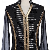 cheap Boys&amp;Men Figure Skating Costumes-Men's Boys Figure Skating Costumes High Elasticity Training Competition Skating Wear Classic Crystal / Rhinestone Long Sleeve Ice Skating Figure Skating