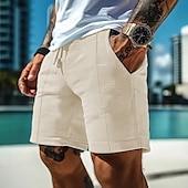 economico Pantaloncini casual-Per uomo Pantaloncini Waffle Shorts Pantaloncini Estivi Pantaloncini casual Tasca Coulisse Elastico in vita Semplice Comodità Traspirante Corto All&#039;aperto Vacanza Canotta sportiva Casual Nero Bianco