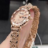 levne Quartz hodinky-Dámské módní quartzové hodinky poedagar 3011 s vodotěsným řemínkem z nerezové oceli, kalendářem a luminiscenčním ciferníkem