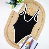 abordables Maillots une pièce et tankinis-Femmes Maillot de bain 1 pièce Dos Nu Maillot de Bain Patchwork Maillots de Bain Noir Blanche Respirant Séchage Rapide Sans manches - Natation Surf Plongée en apnée Été