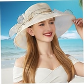 billiga Vilda västern-fascinatorhattar för kvinnor, bredbrättad organzahatt för kyrkteaparty, elegant vintage moderiktig mössa för bröllop, fascinator, cocktailparty, beige, fascinatorhattar för kvinnor te, hatt