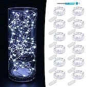 abordables Guirlandes lumineuses à piles-Lot de 12 guirlandes lumineuses LED étoilées de 2 m à 20 m, pour la Saint-Valentin, un mariage, une demande en mariage, une fête, un restaurant, une décoration d&#039;intérieur, un festival, Noël ou Halloween