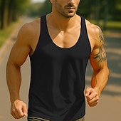 preiswerte Fitness Tank-Tops-Herren Tank Top Weste Unterhemd Ärmelloses Shirt Ärmellos Rundhalsausschnitt Sommer Einfach Mode Designer Basic Klassisch Urlaub Straße Ausgehen Schwarz Weiß Königliches Blau Top T-Shirt für Herren