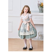 abordables Niños-Oktoberfest Encaje Vestidos Delantal Blusa con falda acampanada Mucama bávaro Alemán Munich prados Chica Carnaval Festival de Cerveza Paño de estilo tradicional