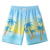 baratos Calções Elite Masculinos-Homens Calção Shorts de praia Bolsos Com Cordão Cintura elástica Gráfico Folha Árvore Respirável Secagem Rápida Comprimento do joelho Ao ar livre Férias Casa Férias Estilo Étnico Azul Céu Azul escuro