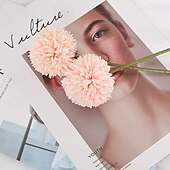 voordelige Kunstbloemen-Artificial Chrysanthemum Ball Flowers, Macaron Color Fake Table Tennis Flowers for Wedding Decor, Home Decoration, Desktop Arrangement, Photography Props, Faux Floral Bouquet