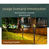 abordables Luces de camino y linternas-Luces solares LED para caminos al aire libre, impermeables, IP65, con encendido y apagado automático y 2 modos de iluminación. Iluminación de paisajes al aire libre para patios, jardines, caminos,