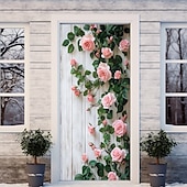 abordables Banners de Garaje y Puerta-Decoraciones de Puerta Florales Cubiertas de Puerta Tapiz de Puerta Cortina Decorativa de Puerta Fondo para Puerta Interior/Exterior Banner de Puerta Frontal para Granja