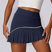 cheap Women&#039;s Skirts &amp; Skorts-US Open Women&#039;s Tennis Skirts with Shorts Pleated Side Pockets Quick Dry Tennis Golf Pickleball Solid Colored Skort Black White Navy Blue Tennis Clothing