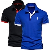 levne Pánské sportovní polo-Pánské polo tričko s krátkým rukávem, 2 ks, ležérní, s klopou, pohodlné, s ozdobným potiskem &amp;vyšívané základní letní polo tričko regular fit