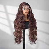 cheap Synthetic Lace Wigs-Synthetic Lace Wig Body Wave Style 30 inch Brown / Blonde Middle Part 13x4 Lace Front Wig Women's Wig Dark Brown