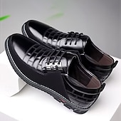 voordelige Casual Veterschoenen-Heren zwart-witte imitatieleren sneakers met sportief design – comfortabele en modieuze schoenen voor casual dagen, reizen en weekenduitjes