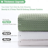 abordables Cortinas de ducha-Cortinas de ducha de tela gruesa texturizada de waffle Resistente a la humedad Forro con ganchos de acero inoxidable Calidad de lujo hotelera Verde salvia 180cm*180cm(70&quot;*70&quot;)