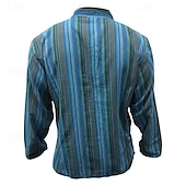 economico Camicie Popover da Uomo-Per uomo Camicia Camicia popover Camicia Estiva Camicia casual Camicia da Spiaggia Rosso Blu Blu scuro Caffè Manica Lunga A righe Colletto alla coreana Vacanza Camicia hawaiana Abbigliamento