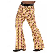 levne Spodní části-Retro 70. léta Báječný Kalhoty do zvonu Roztažené kalhoty Disko Mid Rise Psychedelické Maškarní kostým Pánské předvečer Všech svatých Karneval Dovolená hudební festival Festival Dospělé Kalhoty