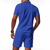 voordelige Klassieke polo voor heren-Voor heren Wafel Poloshirts Polo met kwartrits Dagelijks Feestdagen Revers Korte mouw Modieus Basic Effen 2-stuks Zomer Normale pasvorm Zwart Wit Marineblauw Koningsblauw Groen Khaki Wafel Poloshirts