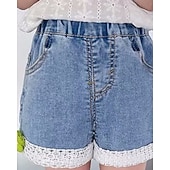 cheap Bottoms-Kids Girls&#039; Shorts Floral Streetwear Patchwork School 4-12 Years Summer Navy Blue Royal Blue Blue
