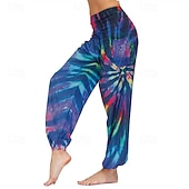 cheap Bottoms-Retro Vintage Boho 1970s Harem pants Yoga Pants Hippie Tie Dye Smocked Waist Rainbow Fancy Dress Women's Halloween Carnival Pride Parade Pride Month Festival Adults' Pants
