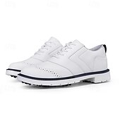 cheap Men&#039;s Golf Shoes-Men&#039;s Classic Black and White Golf Shoes with Faux Leather Upper - Versatile Design for Golf and Casual Wear