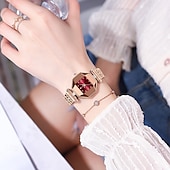 economico Orologi al quarzo-Orologio da polso al quarzo da donna, retrò, vintage, di lusso, con strass, impermeabile, in acciaio inossidabile.