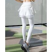 billige Kjoler og shorts-Dame Ensfarget Uformelt skjørt Tennisskjørt med leggings Drapering Sidelommer Hurtigtørkende Tennis Golf Pickleball Bunner Svart Hvit Blå Spandex Tennis klær