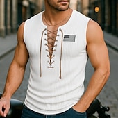 economico Canotte da palestra-Per uomo Canotta Maglietta senza maniche Canottiera Senza Maniche Girocollo Estate Semplice Moda Designer Moderno Allacciato All&#039;aperto Casuale Uscire Nero Bianco Blu marino Maglietta Top per Uomo