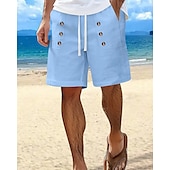 abordables Día festivo-Hombre Pantalón corto Pantalones cortos de lino Pantalones cortos de verano Pantalones cortos de playa Bolsillo Correa Cintura elástica Plano Comodidad Transpirable Corto Vacaciones Festivos Playa