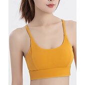 abordables Soutiens-gorge de sport &amp; gilets-Femmes Couleur Unie Soutien-gorge de tennis Sans manches Dos nu Résistant aux Chocs Évacuation de l&#039;Humidité Respirant Tennis Le golf Jogging Col en U Dos à Lanières Noir Blanche Jaune Vêtements de