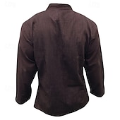 abordables Chemises décontractées-Homme Chemise Chemise d&#039;été Chemise Décontractée Chemise de Plage Chemise Boutonnée Noir Jaune Orange Vert Véronèse Bleu de minuit manche longue Uni Band Collar Vacances Hawaïen Vêtement Tenue