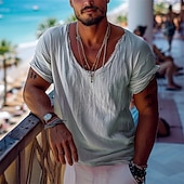  رجالي تي شيرت بلايز قميص بأكمام قصيرة تي الأعلى كم قصير V رقبة الصيف سهل موضة مصمم أساسي كلاسيكي عطلة شارع مناسب للخارج أسود أبيض أخضر فاتح تي شيرت للرجال