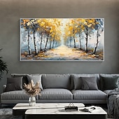 cheap Landscape Paintings-Handmade Original Forest Trail Oil Painting On Canvas Abstract Tree Scenery Wall Art for Home Decor With Stretched Frame Without Inner Frame Painting